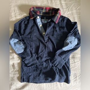 JCrew CrewCuts | Plaid Collar Long Sleeve Polo w Elbow Patches